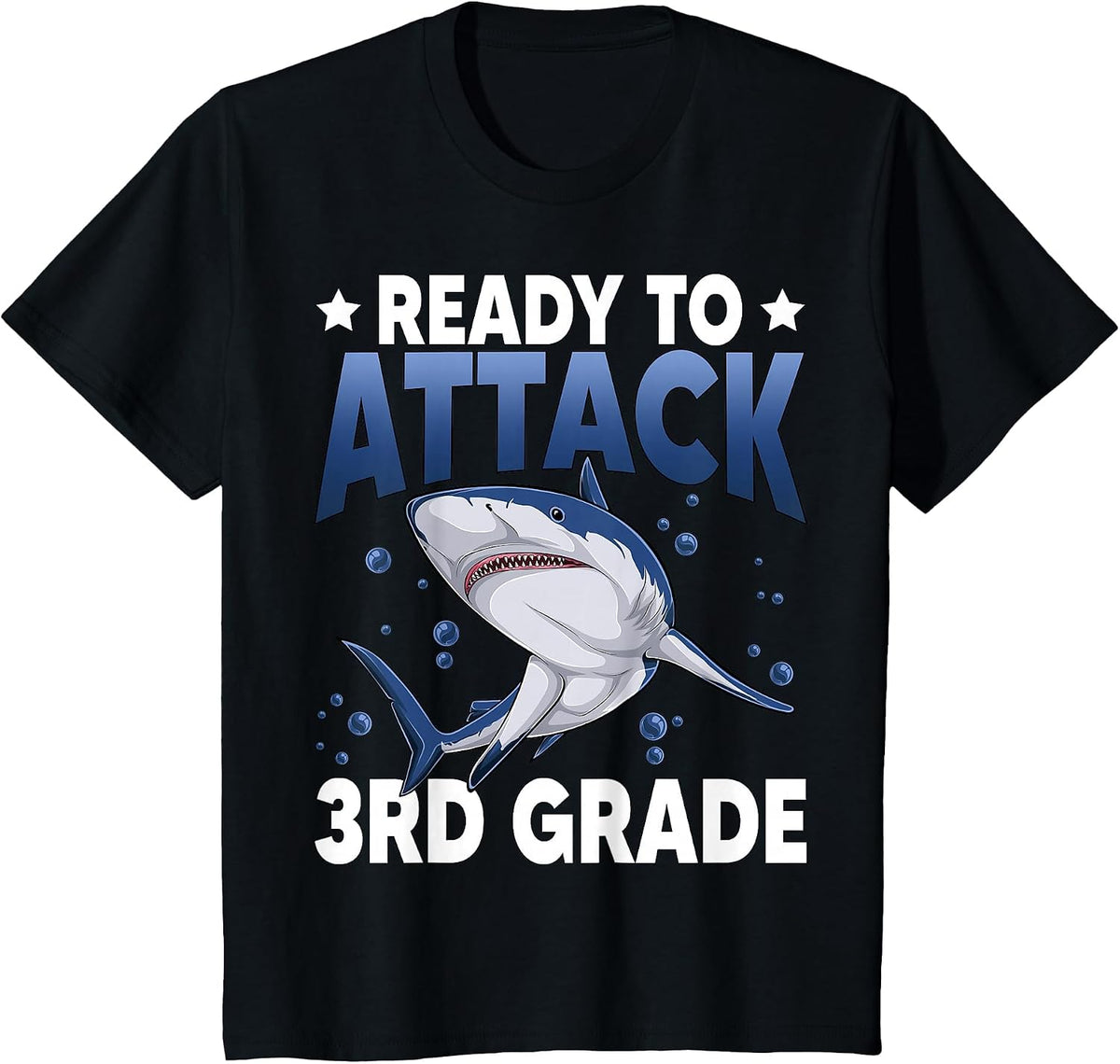 Ready to Attack 3rd Grade Shark Third Grade Teacher T-Shirt Tee for Students - Black
