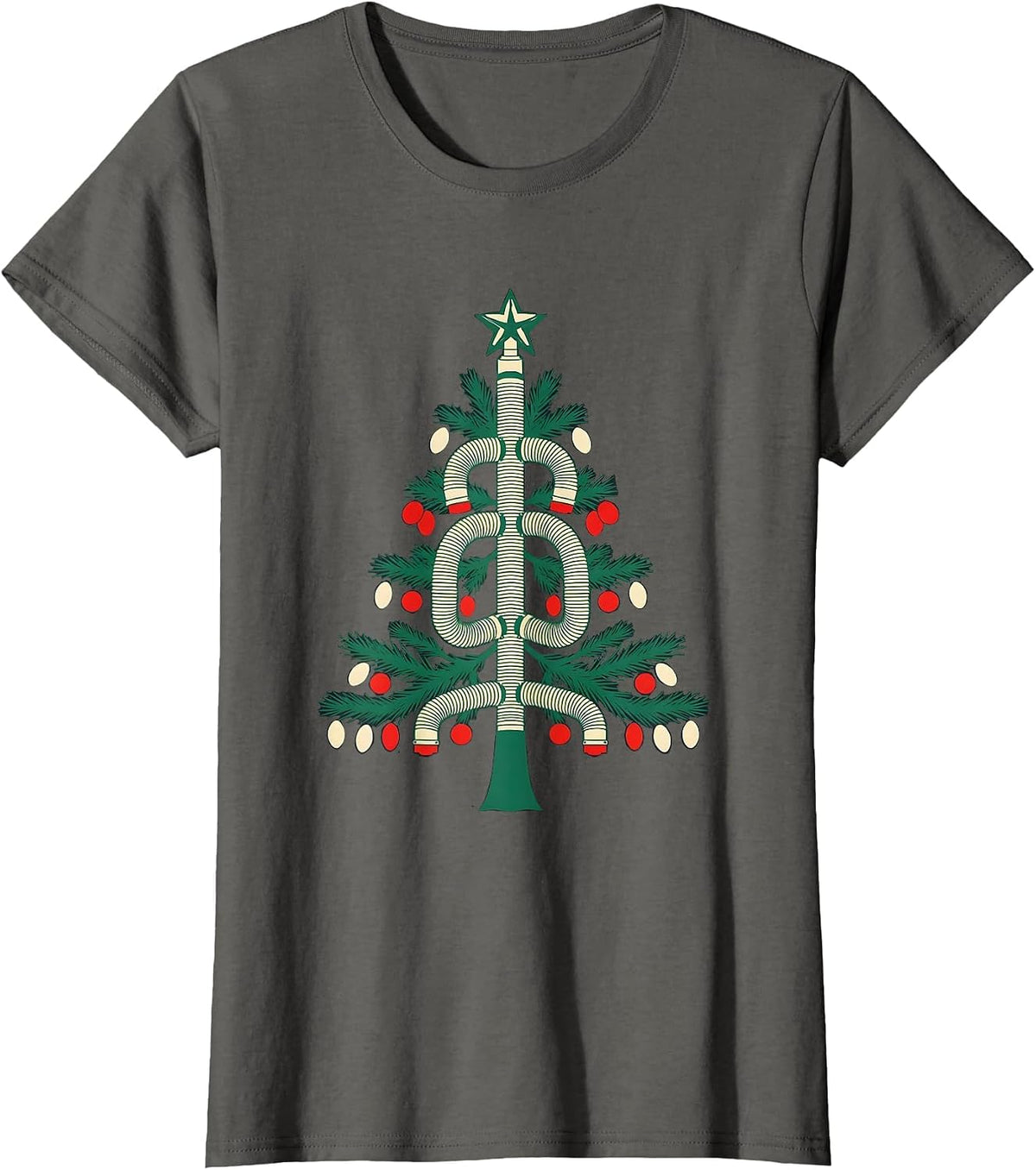Women's Ventilator Circuit Christmas Respiratory Therapist Humor T-Shirt - Asphalt Grey