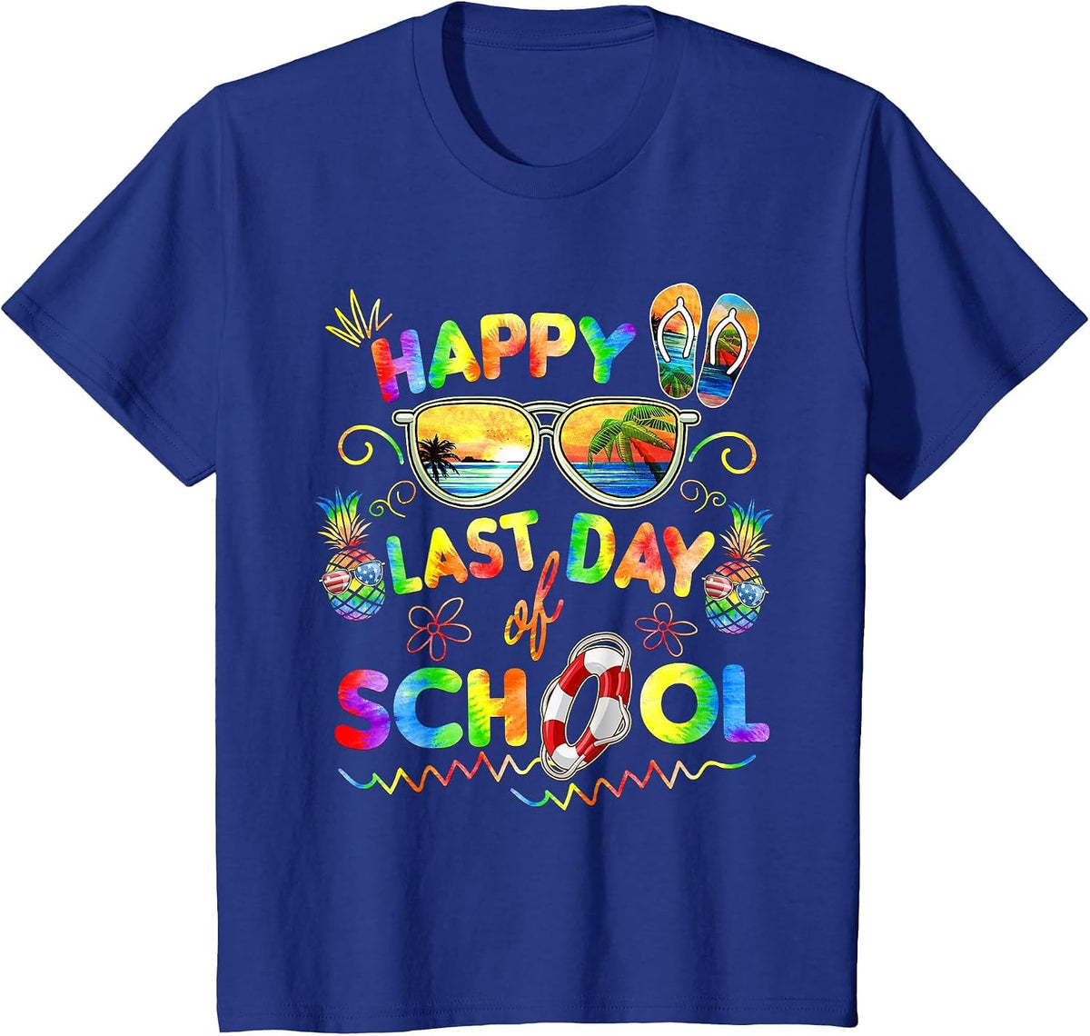 Happy Last Day of School Shirt Teachers End of Year Students T-Shirt - Royal Blue