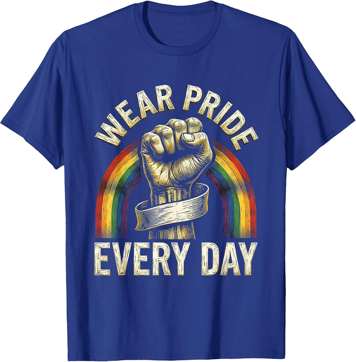 Wear Pride Every Day Men's Pride Design T-Shirt - Royal Blue