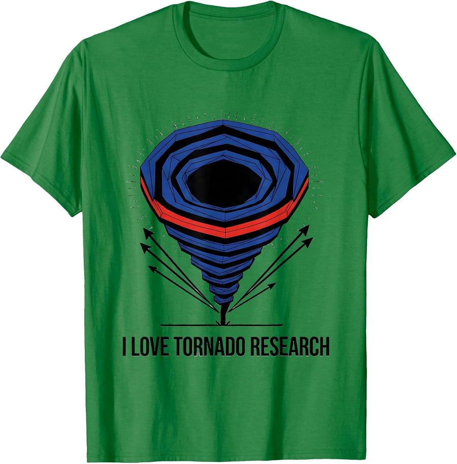 Men's I Love Tornado Research Geometric Storm Chaser Meteorology T-Shirt - Kelly Green