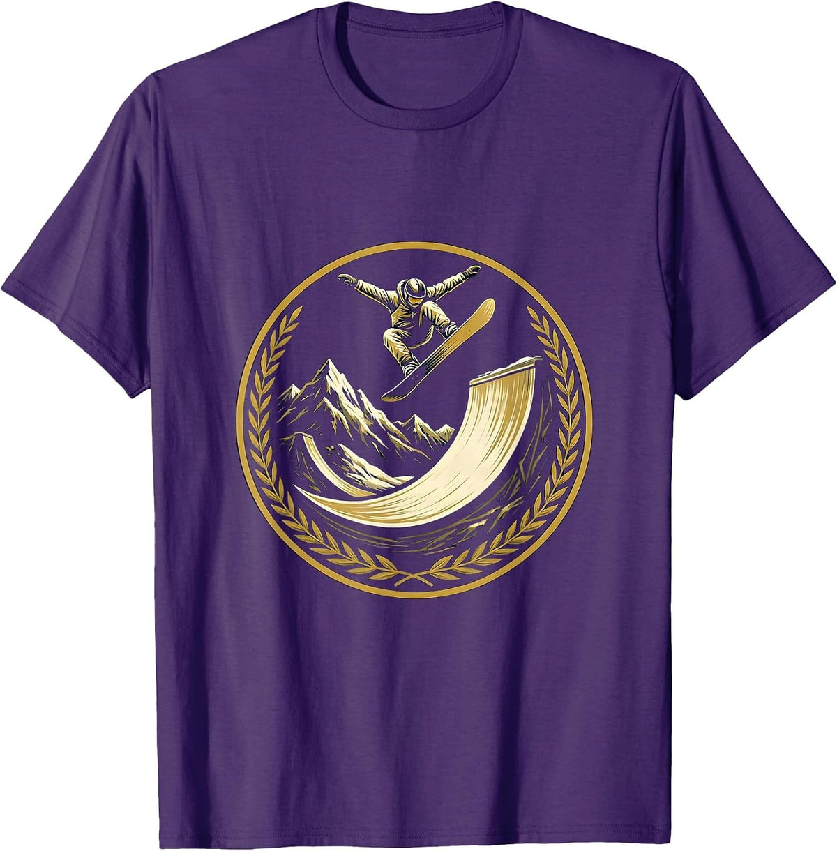 Snowboarder Half-Pipe Spin Action Sports Graphic T-Shirt - Purple