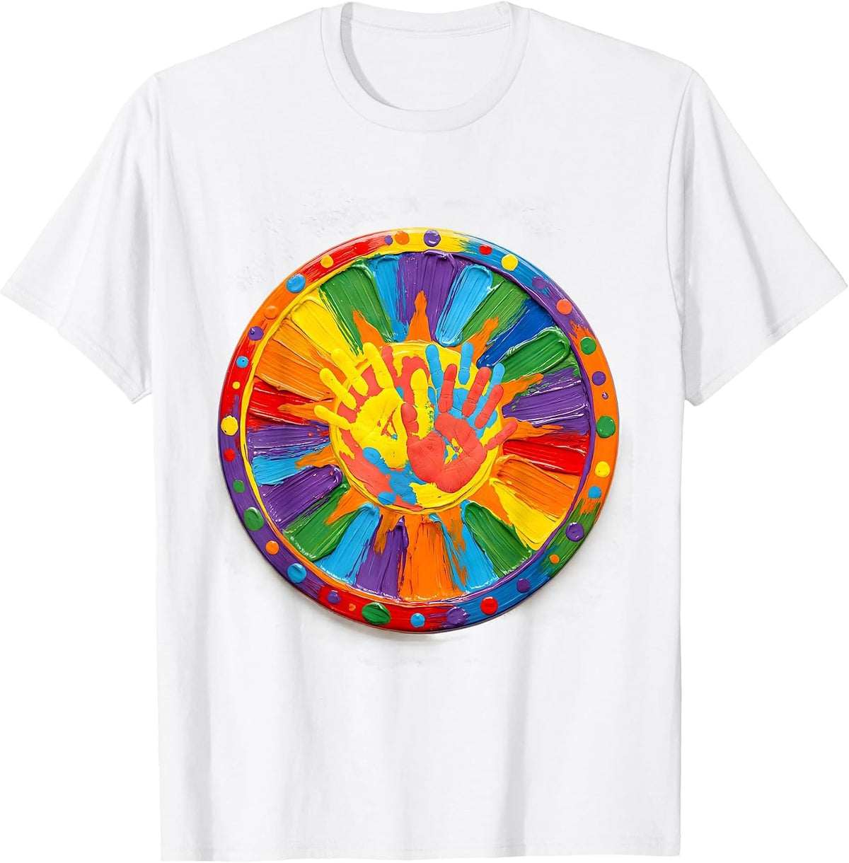Men's Preschool Teacher Sun Finger Painting Art T-Shirt - White