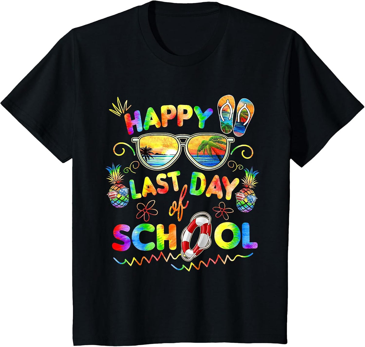 Happy Last Day of School Shirt Teachers End of Year Students T-Shirt - Black