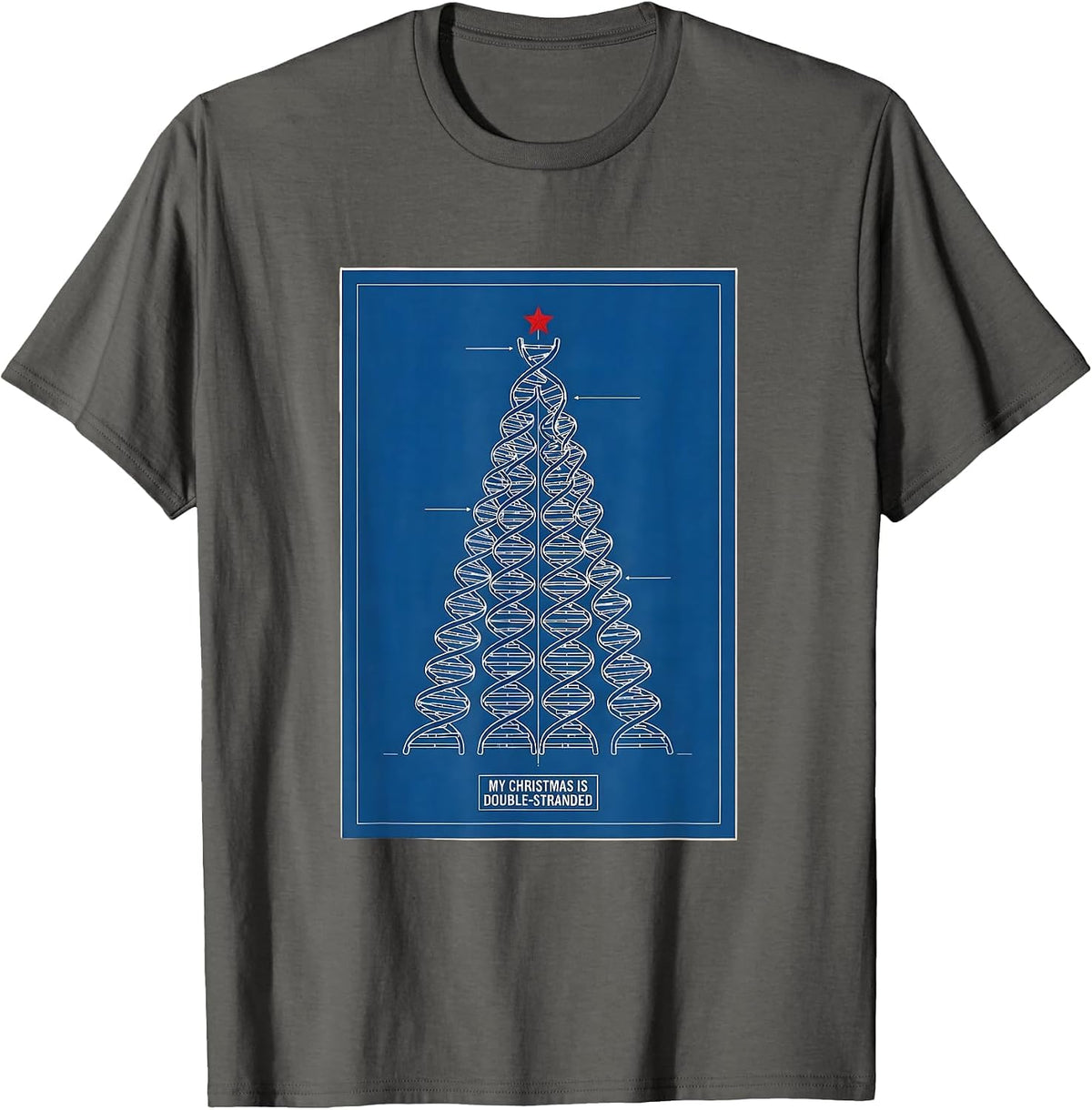 My Christmas Is Double-Stranded Technical Blueprint DNA T-Shirt - Asphalt Grey