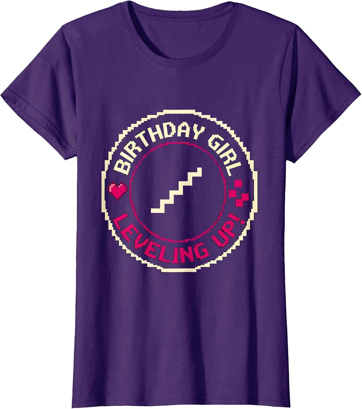 Women's Birthday Girl Leveling Up! Pixel Art Gamer Birthday Girl T-Shirt - Purple