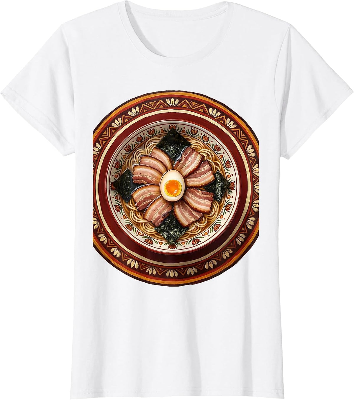 Women's Steaming Ramen Bowl Overhead View Graphic T-Shirt - White