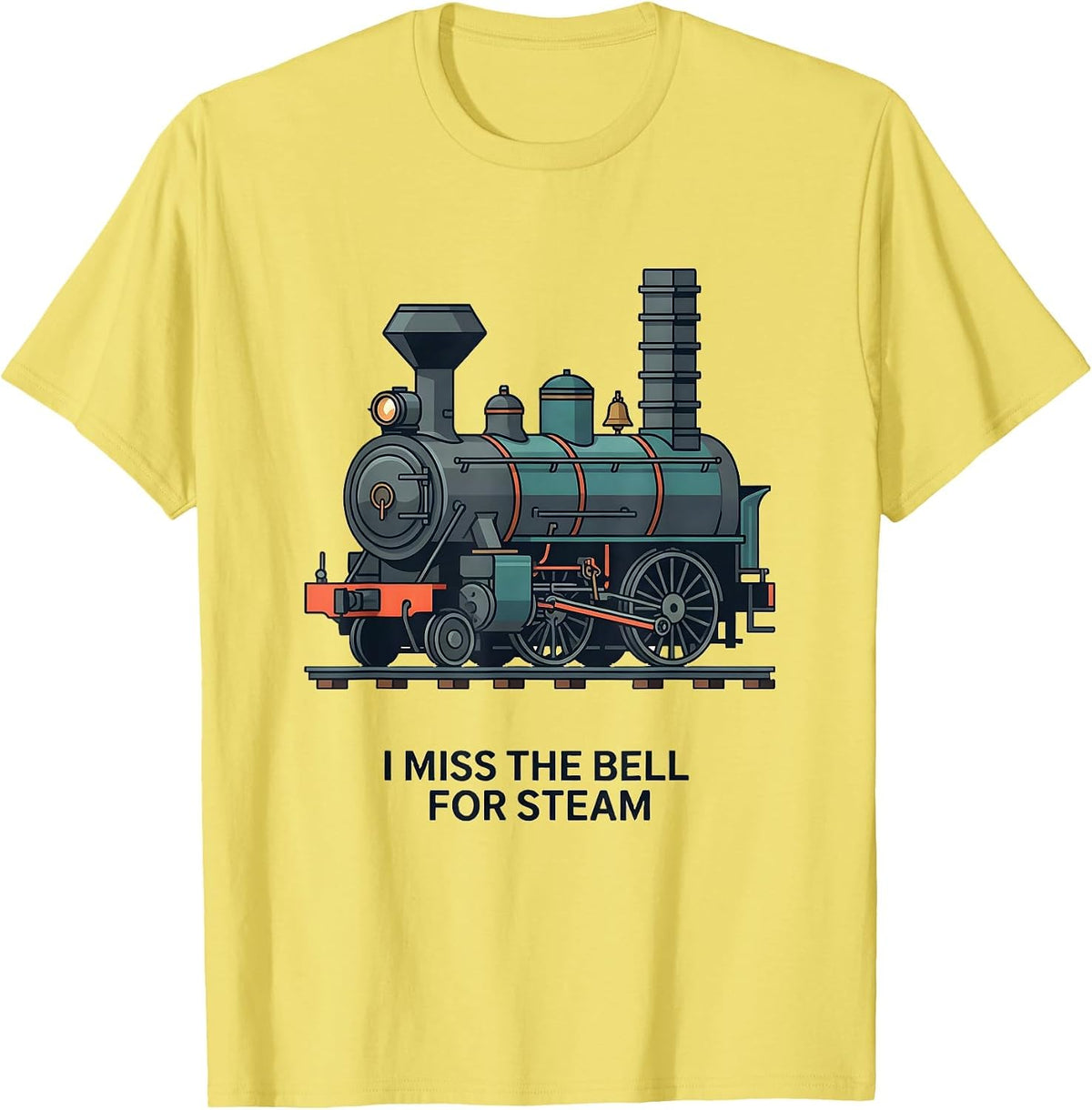 Men's I Miss The Bell For Steam Vintage Steam Locomotive Train T-Shirt - Lemon Yellow