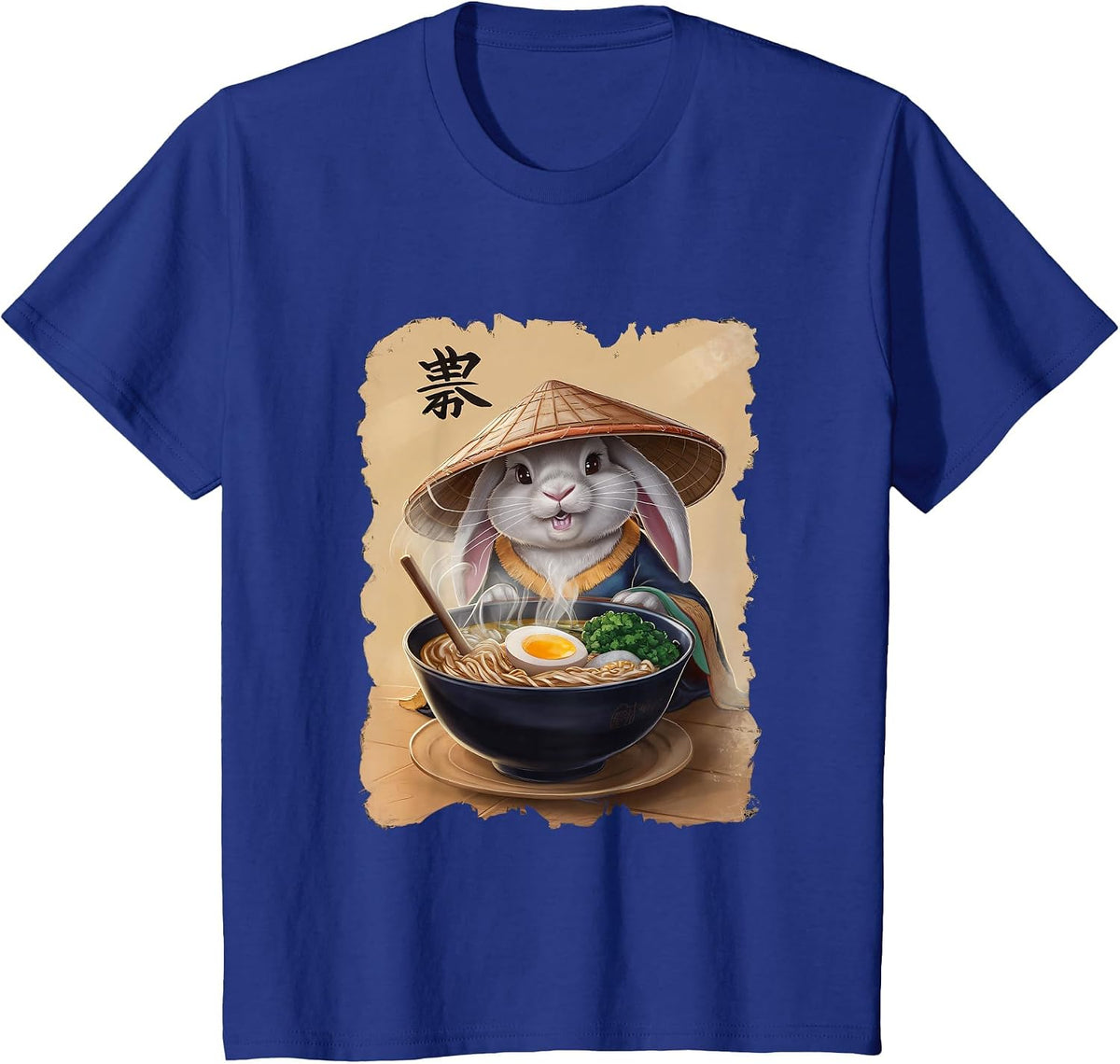 Bunny Men Woman Kawaii Eating Ramen Japanese Rabbit T-Shirt - Royal Blue