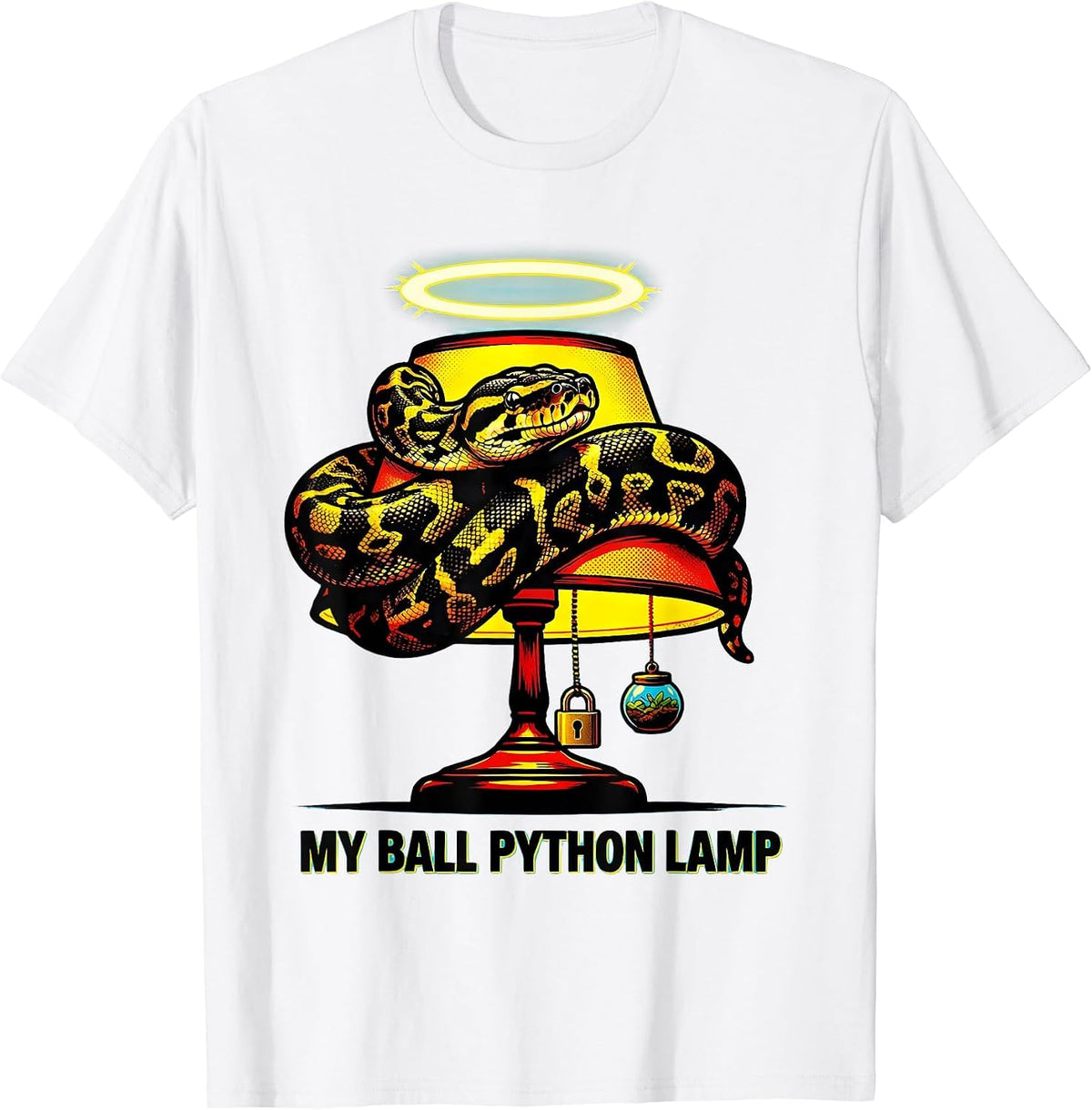 Men's My Ball Python Lamp Pop Art Reptile Owner Snake Humor T-Shirt - White