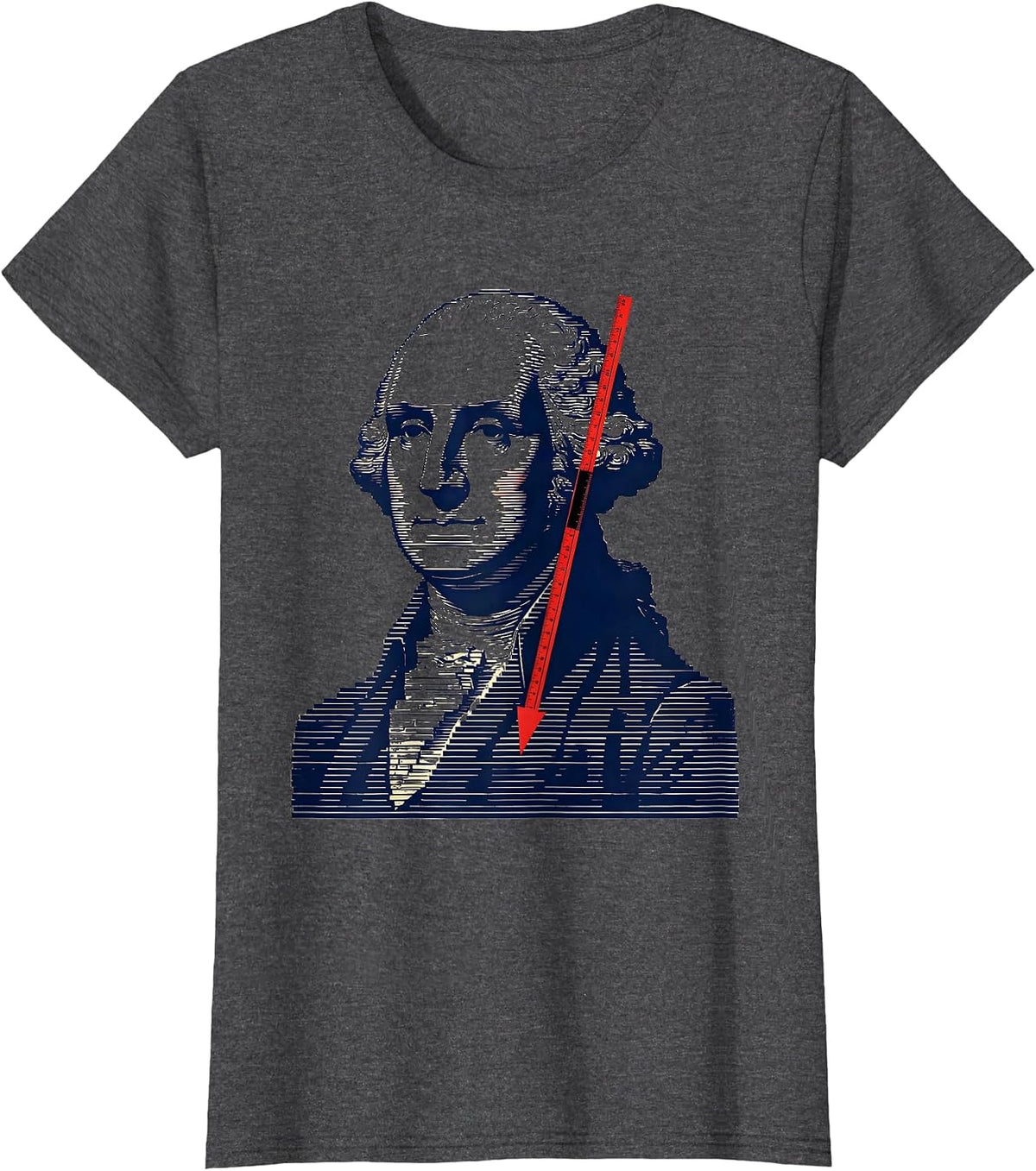 Women's George Washington Bust Patriotic Political Humor T-Shirt - Dark Heather Grey