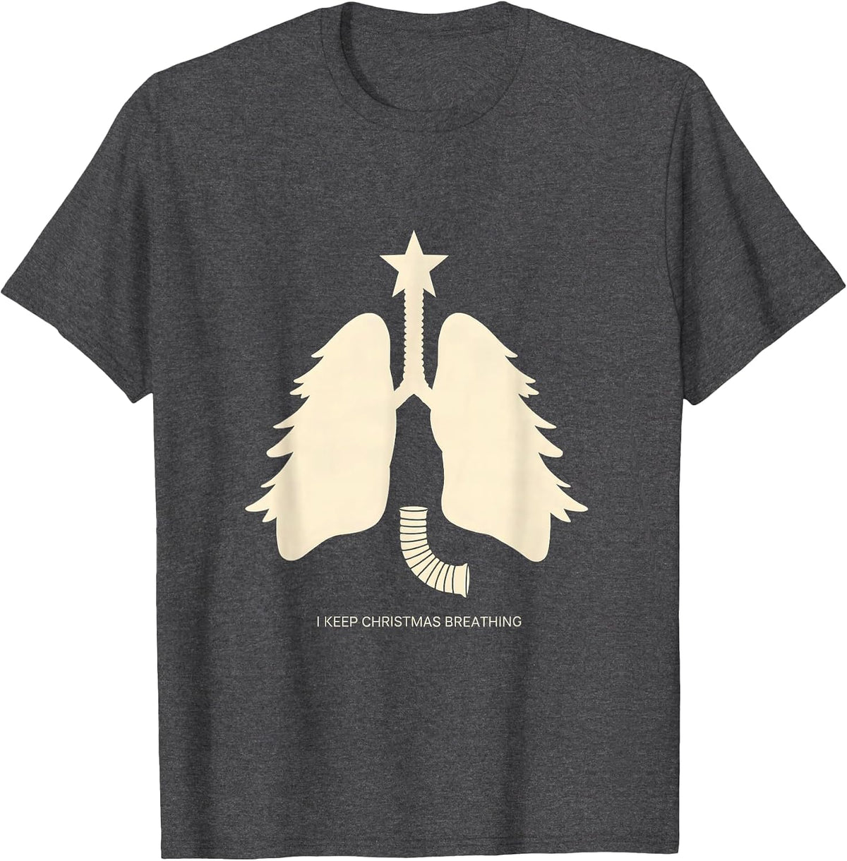Men's I Keep Christmas Breathing Funny Respiratory Therapist Lung T-Shirt - Dark Heather Grey