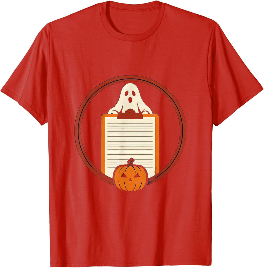 Men's Para Normal Ghost Badge Paraprofessional Halloween T-Shirt - Red