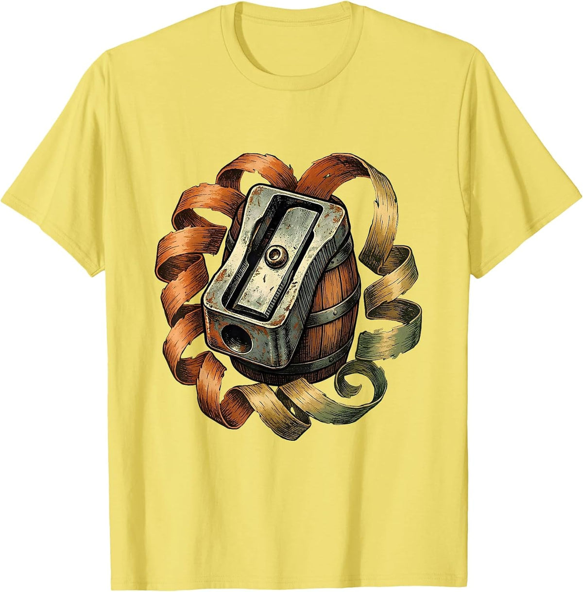 Men's Colorful Pencil Sharpener Art Teacher Design T-Shirt - Lemon Yellow