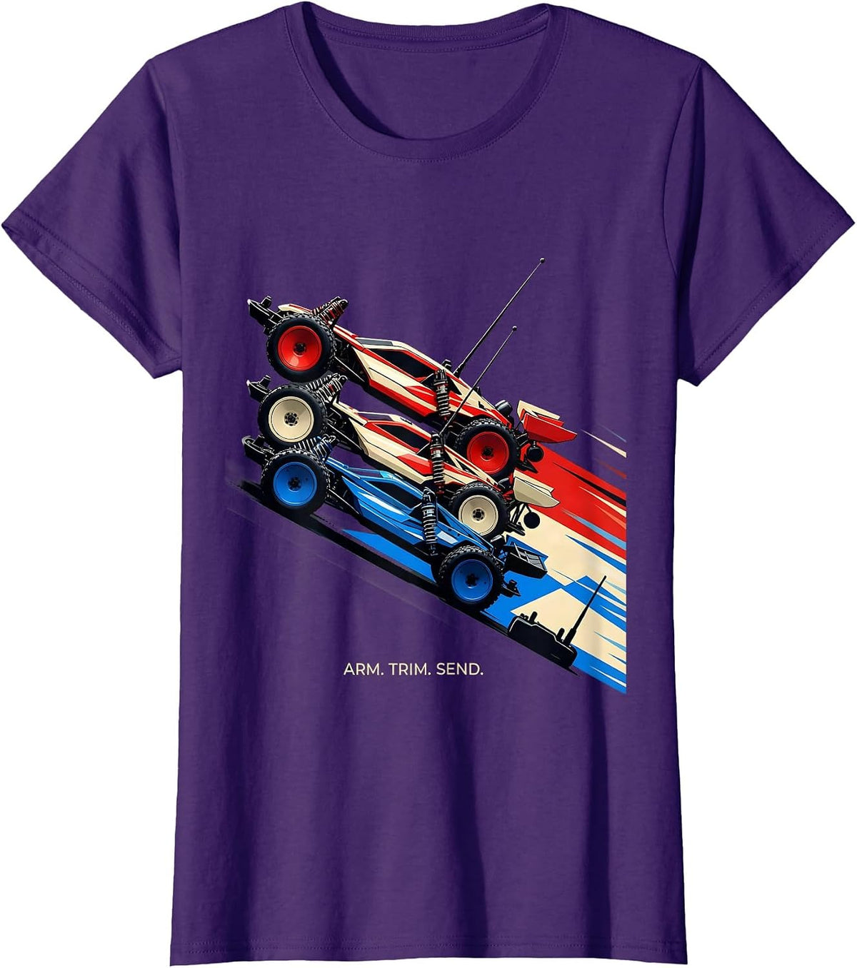 Women's Arm. Trim. Send. Futurist RC Drag Racing Enthusiast Gift T-Shirt - Purple