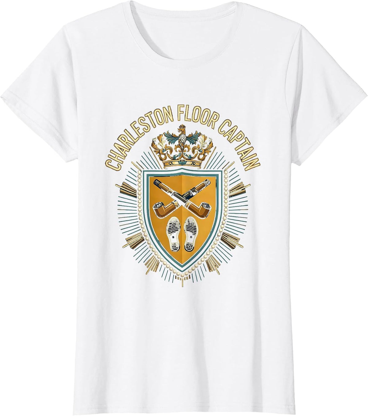 Charleston Floor Captain Vintage Roaring 1920s Party Costume T-Shirt - White
