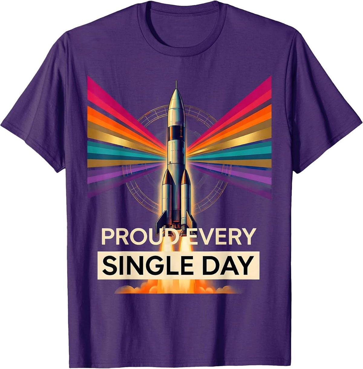 Men's Pride Flag Proud Every Single Day Design T-Shirt - Purple