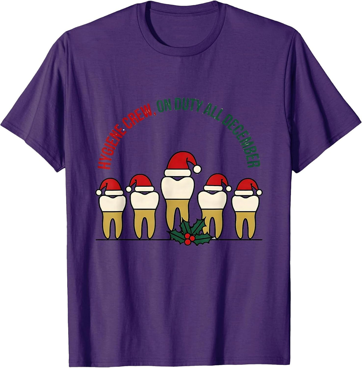 Men's Hygiene Crew On Duty All December Funny Dental Christmas T-Shirt - Purple