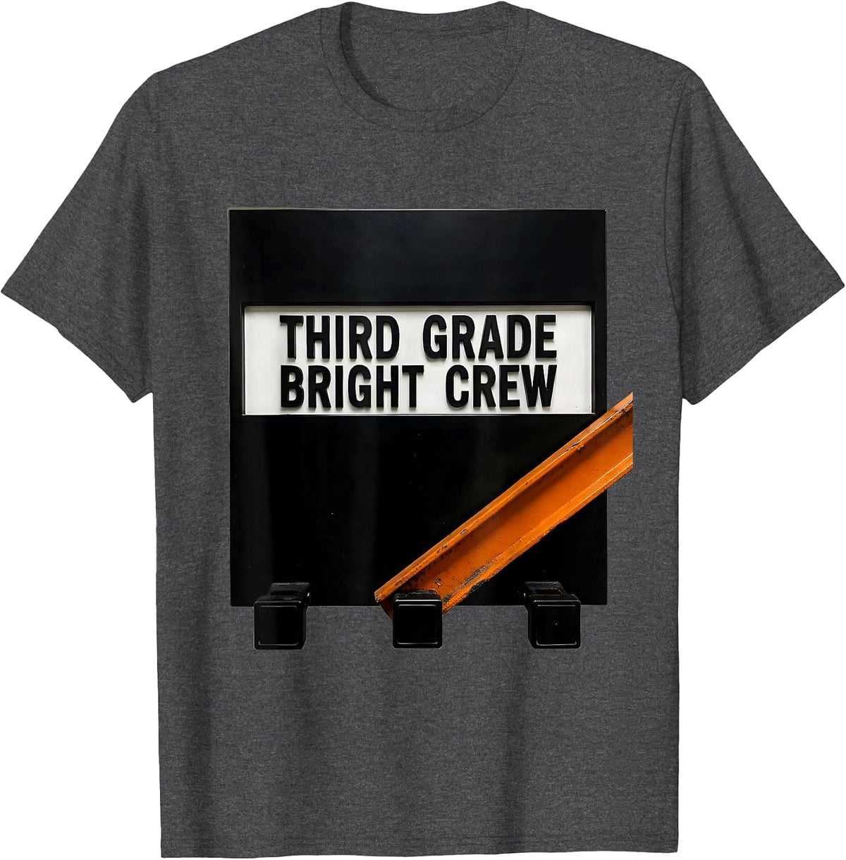 Third Grade Bright Crew Funny Teacher Back To School Staff T-Shirt - Dark Heather Grey