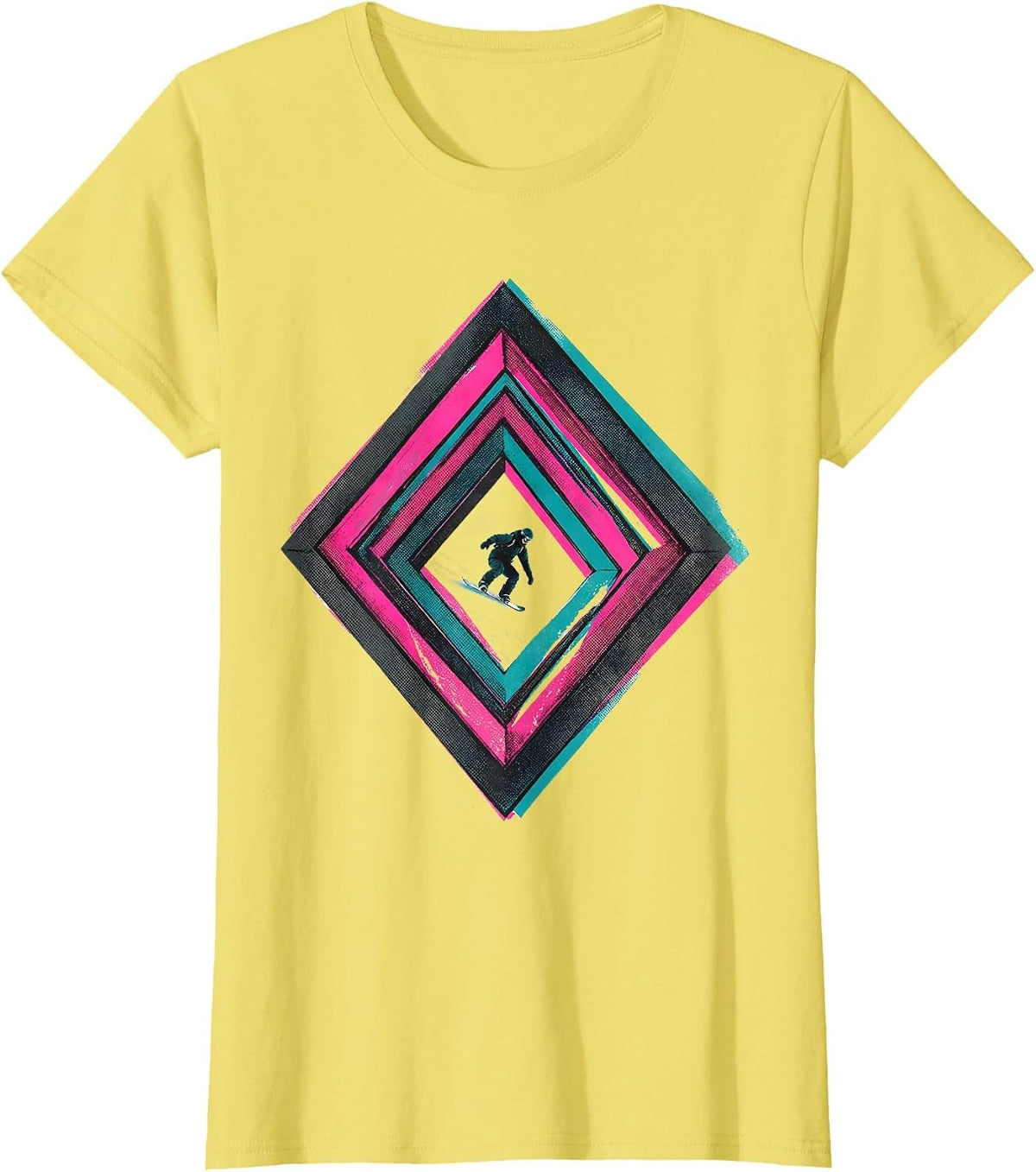 Double Diamond Grading Gate Snowboarder Dad Humor T-Shirt - Lemon Yellow