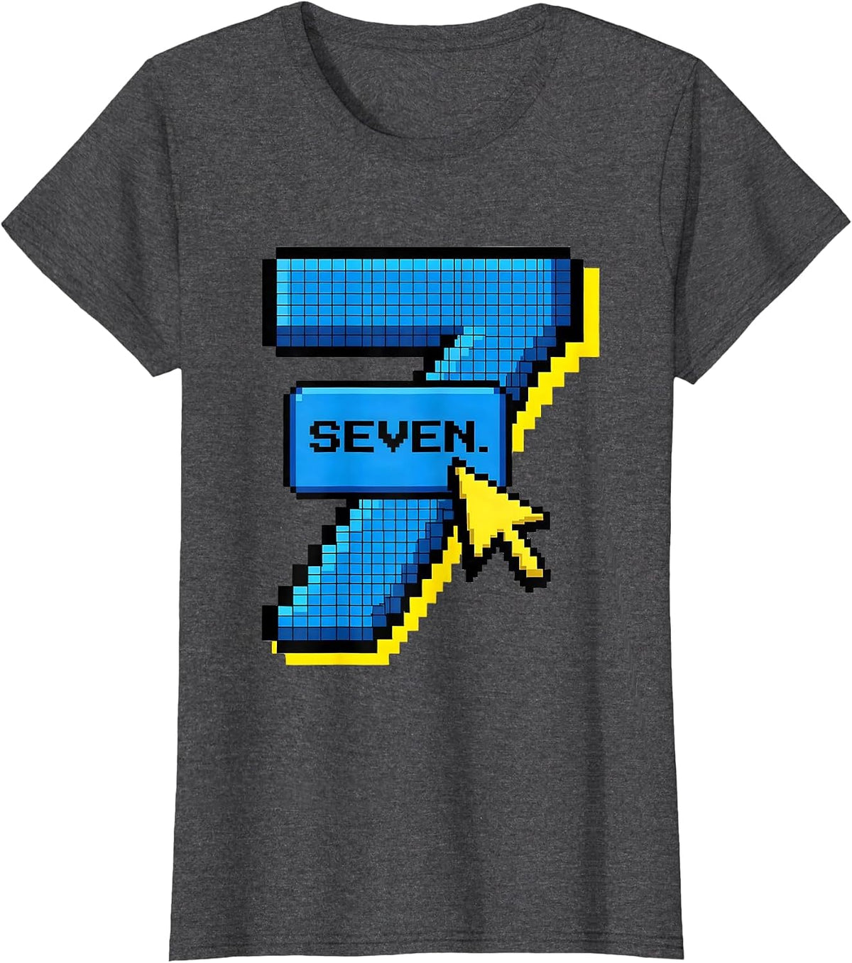 Women's SEVEN Pixel Art Funny Halloween Couple Costume T-Shirt - Dark Heather Grey