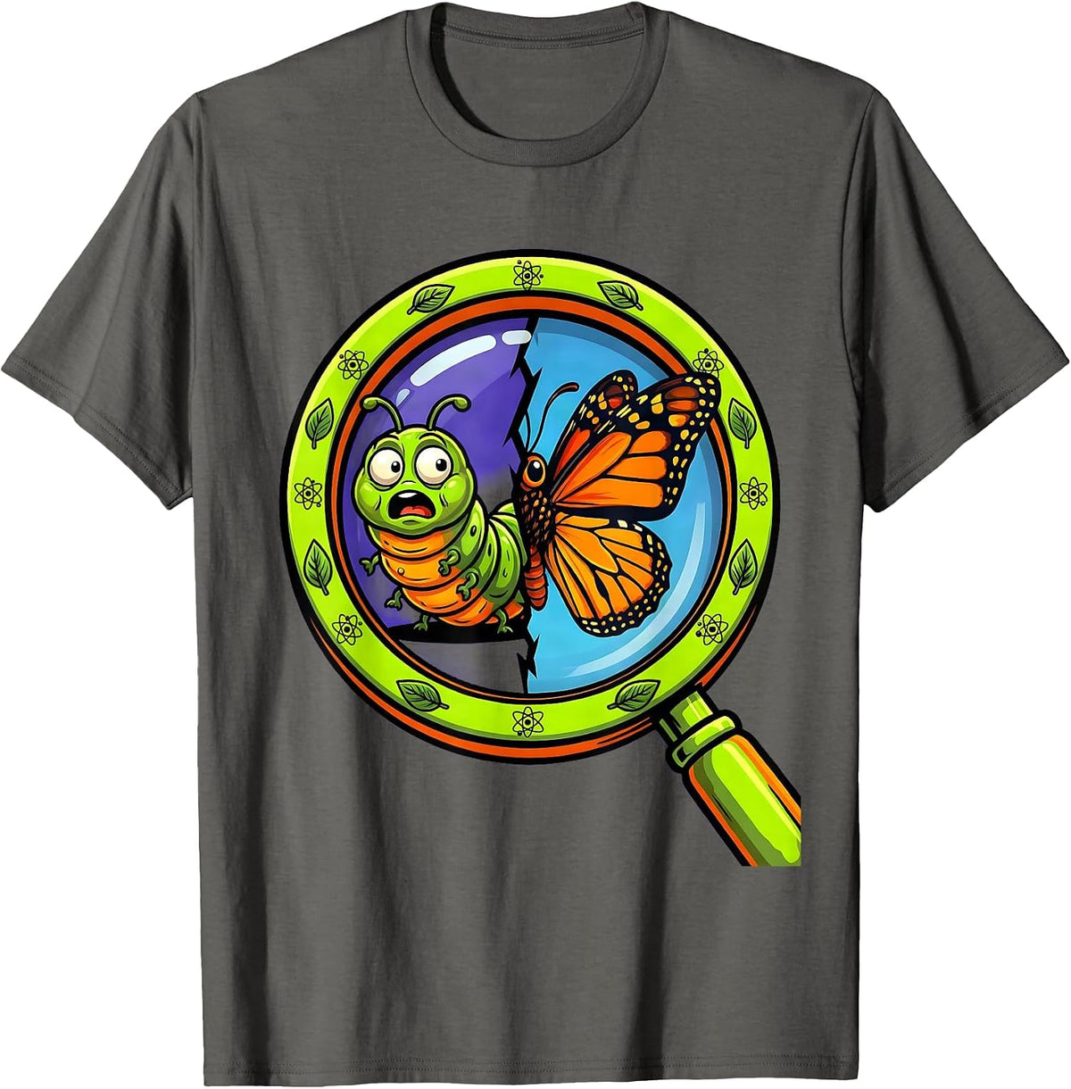 Men's Science Teacher Caterpillar Butterfly Metamorphosis T-Shirt - Asphalt Grey
