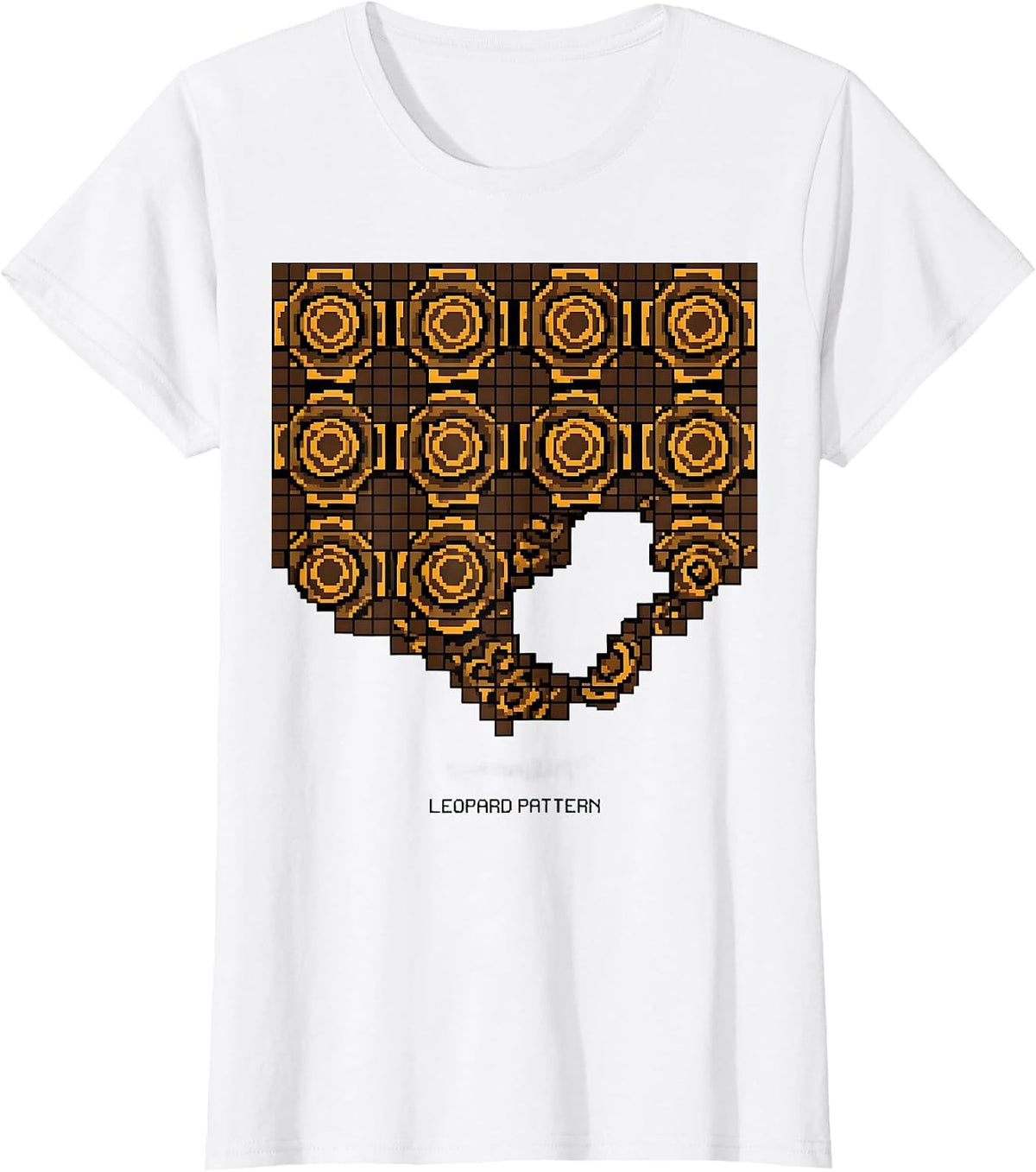 Leopard Pattern Pixel Art Cheetah Print Casual T-Shirt - White