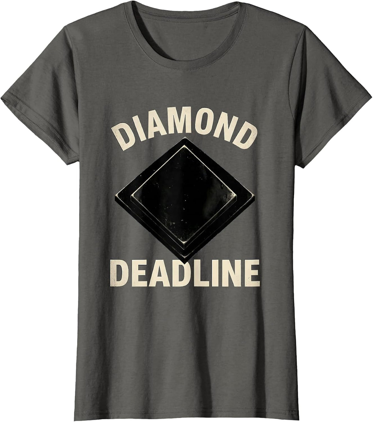 Women's Diamond Deadline Vintage Ski Snowboard Winter Sports Humor T-Shirt - Asphalt Grey