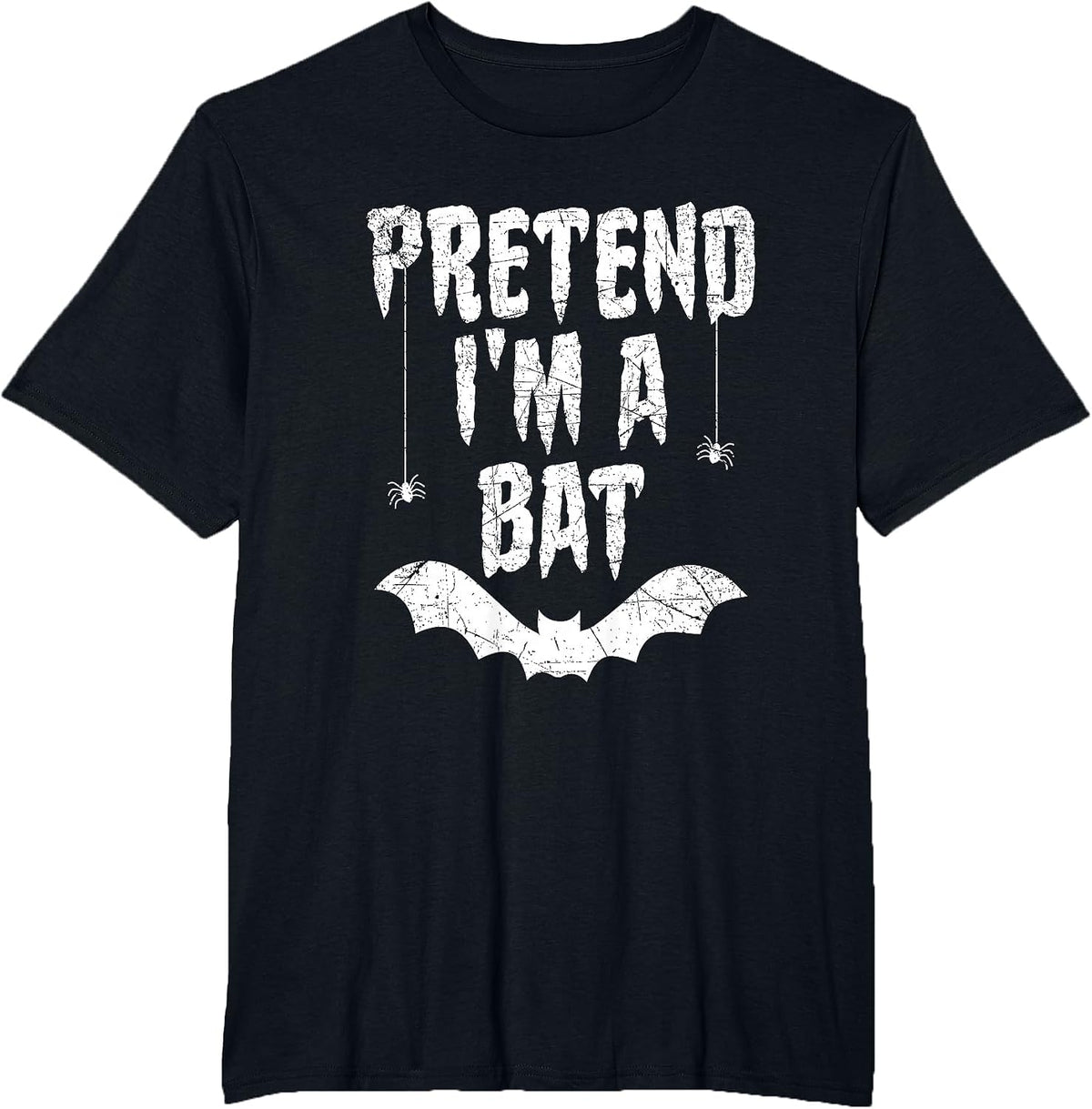 Funny Pretend I'm A Bat Easy Costume Lazy Halloween T-Shirt - Black