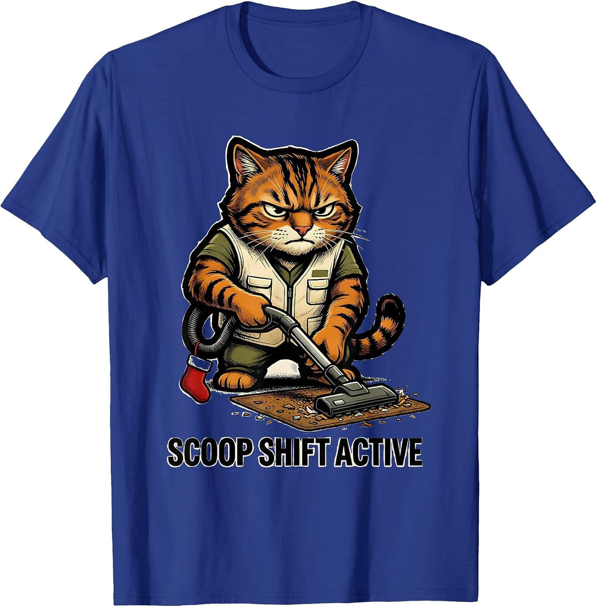 Men's Scoop Shift Active Funny Cat Lover Grumpy Christmas Humor T-Shirt - Royal Blue