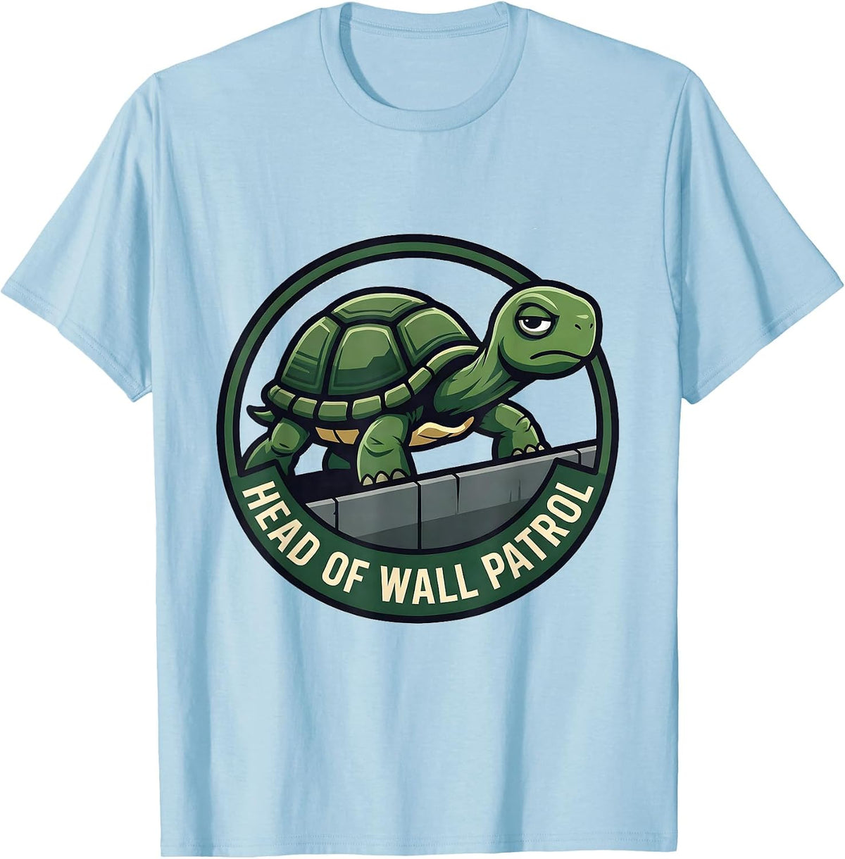 Men's Head Of Wall Patrol Funny Tortoise Pet Lover Humor T-Shirt - Baby Blue