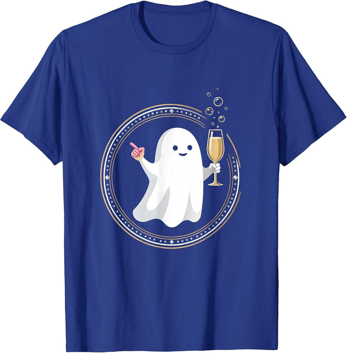 Men's Boo-Jee Ghost Sipping Champagne Illustration T-Shirt - Royal Blue