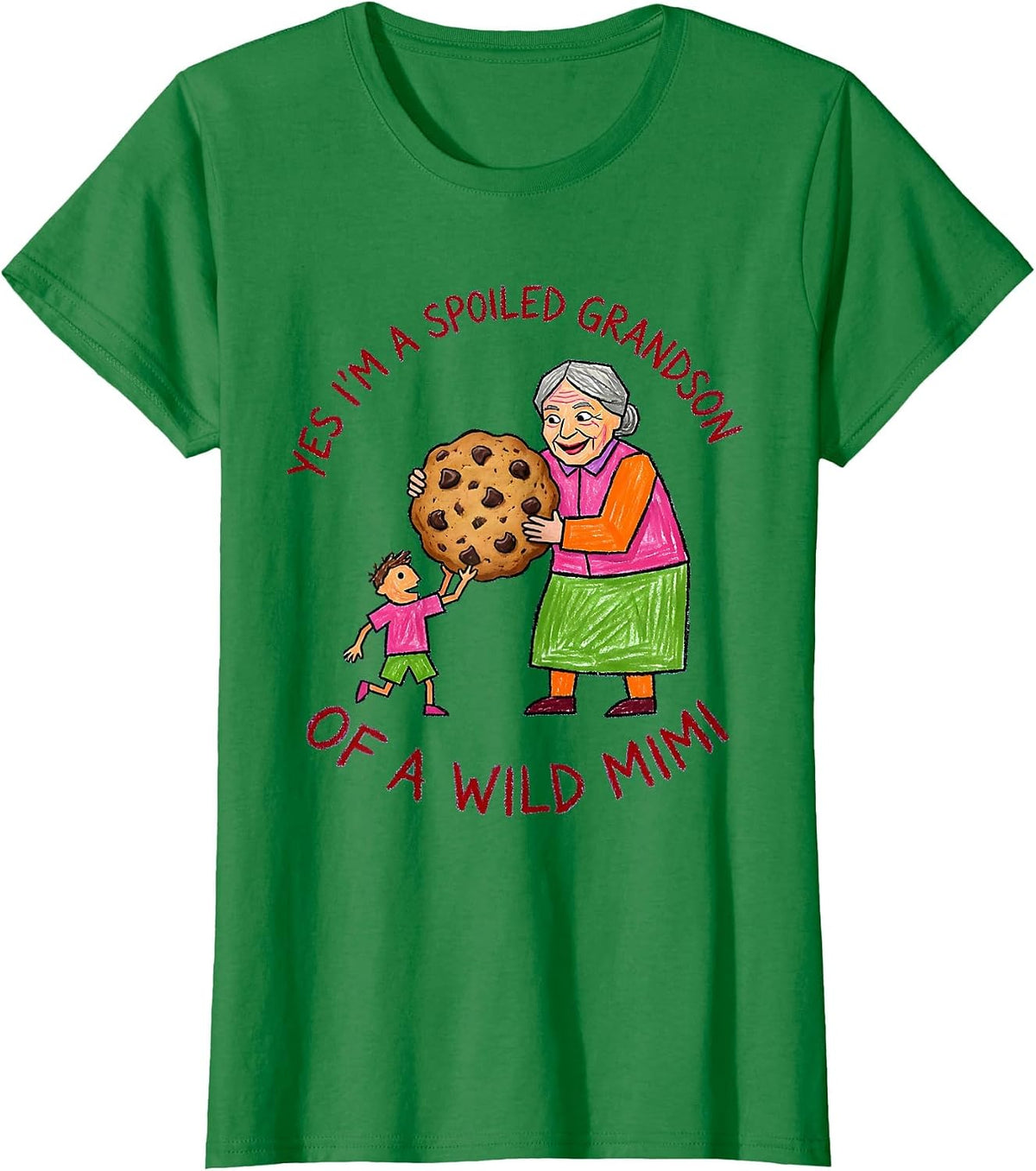 Women's Yes I'm A Spoiled Grandson Of A Wild Mimi Grandson T-Shirt - Kelly Green