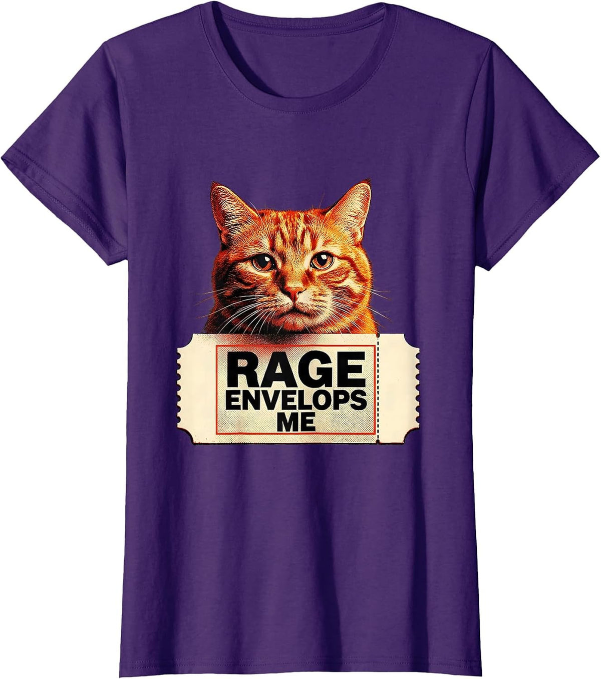 Women's Rage Envelops Me Funny Cat Meme Sarcastic Animal Humor T-Shirt - Purple