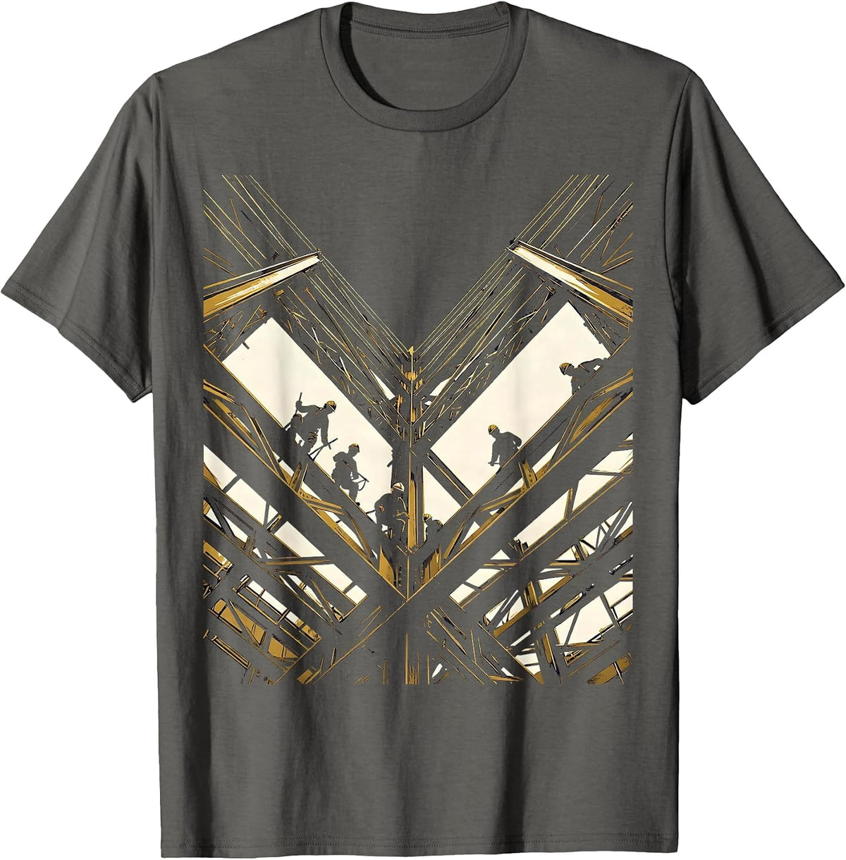 Men's Iron Workers Skyscraper Silhouette Graphic T-Shirt - Asphalt Grey