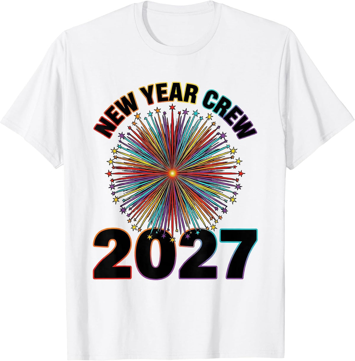 Men's New Year Crew 2027 Colorful Family Party Keepsake T-Shirt - White