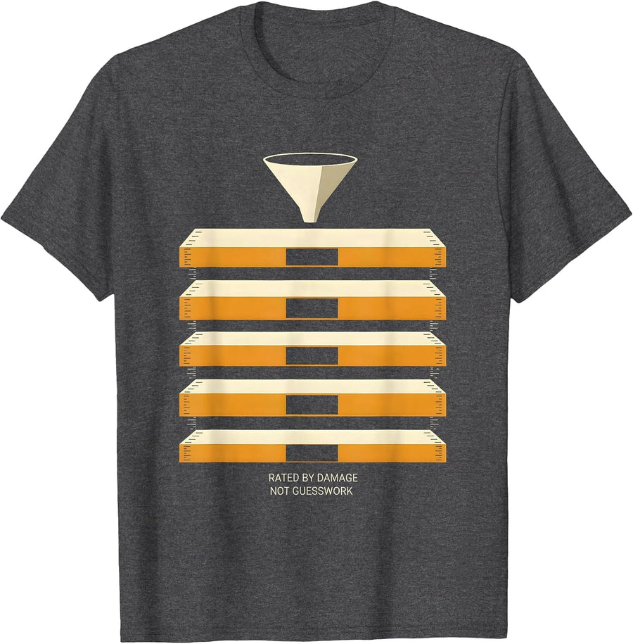 Men's Rated By Damage Not Guesswork Flat Step Scale Storm Chaser T-Shirt - Dark Heather Grey