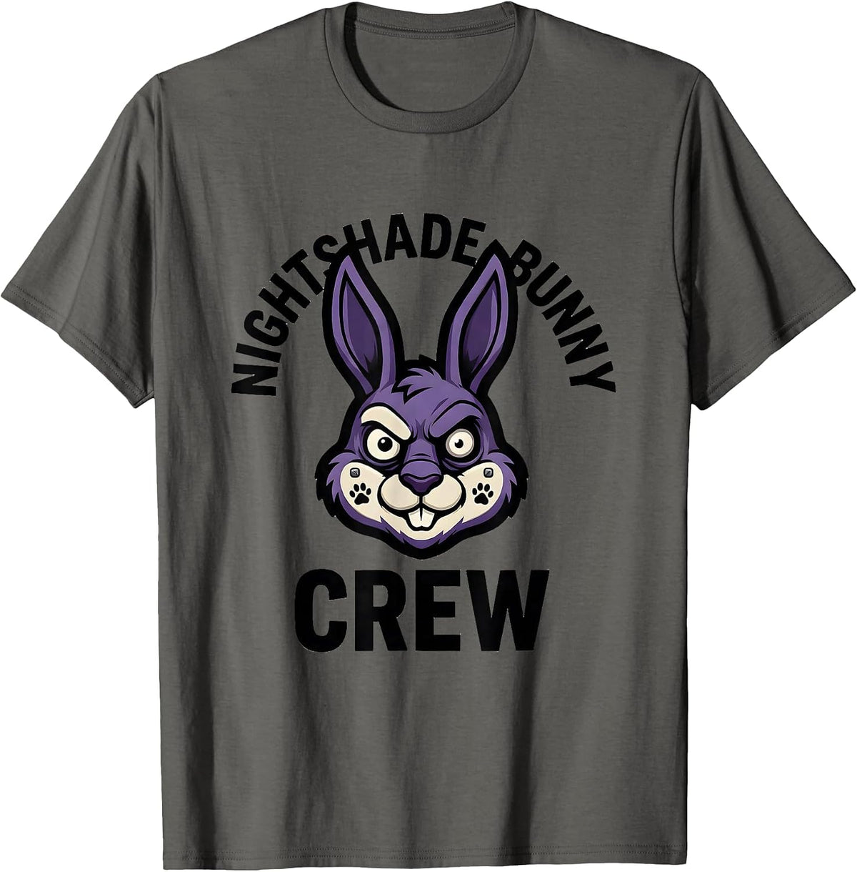 Nightshade Bunny Crew Creepy Cute Goth Bunny Horror T-Shirt - Asphalt Grey