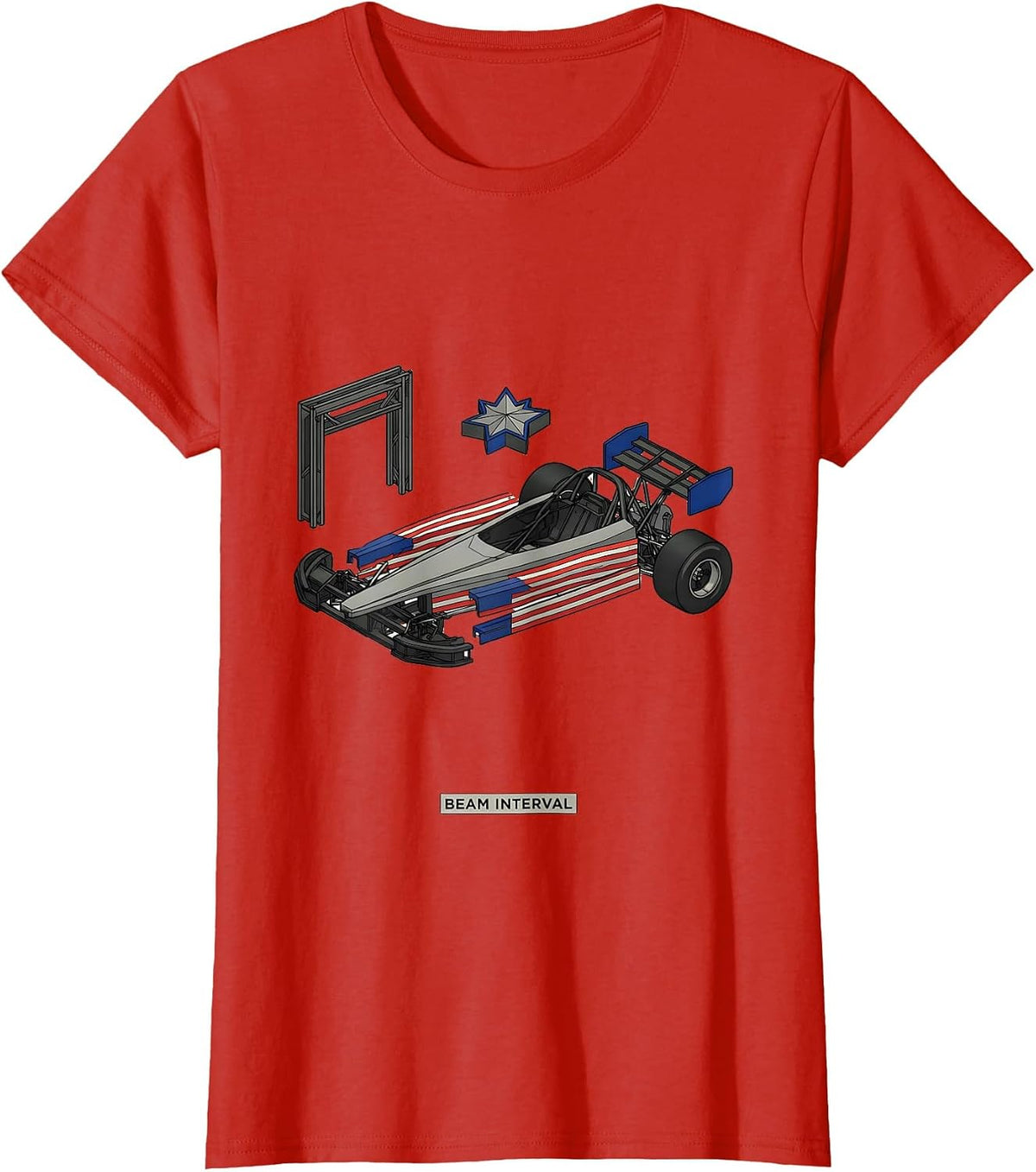 Beam Interval Exploded RC Dragster American Flag Racing T-Shirt - Red