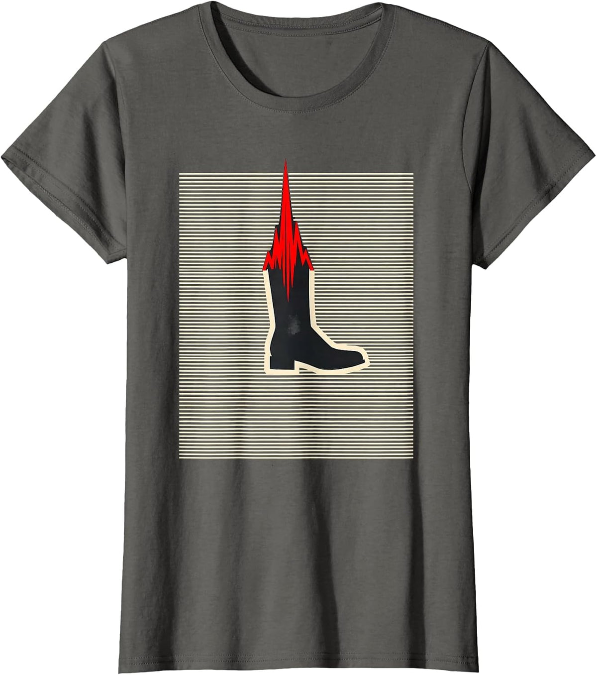 Women's Line Dance Pulse Geometric EMS Humor T-Shirt - Asphalt Grey