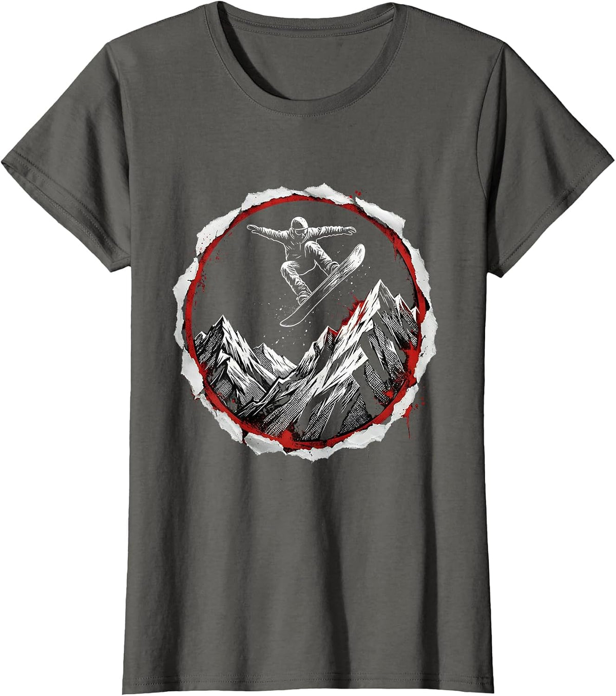 Women's Snowboarder Mountain Ridge Launch Graphic T-Shirt - Asphalt Grey