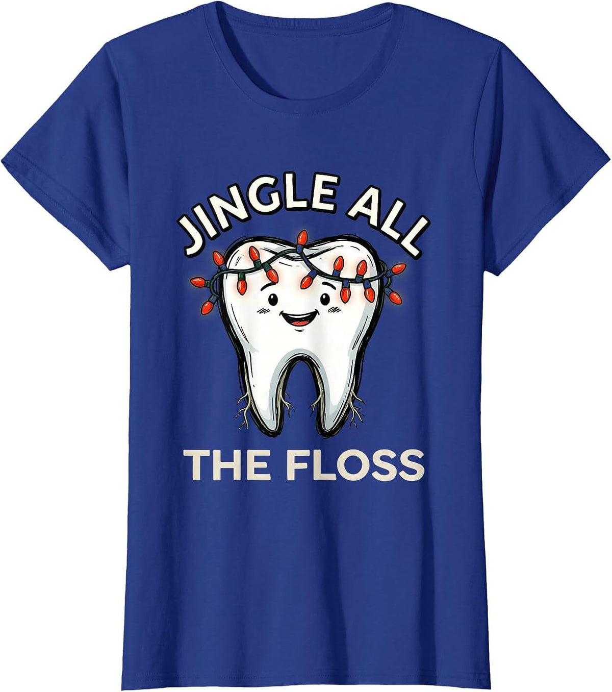 Women's Jingle All the Floss Funny Dental Christmas Dentist Team T-Shirt - Royal Blue