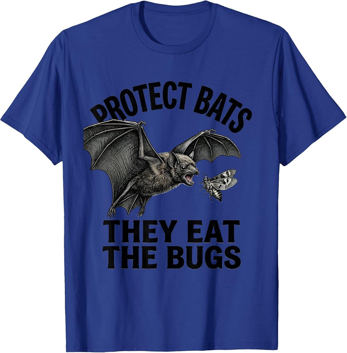 Protect Bats They Eat The Bugs Vintage Bat Lover Halloween T-Shirt - Royal Blue