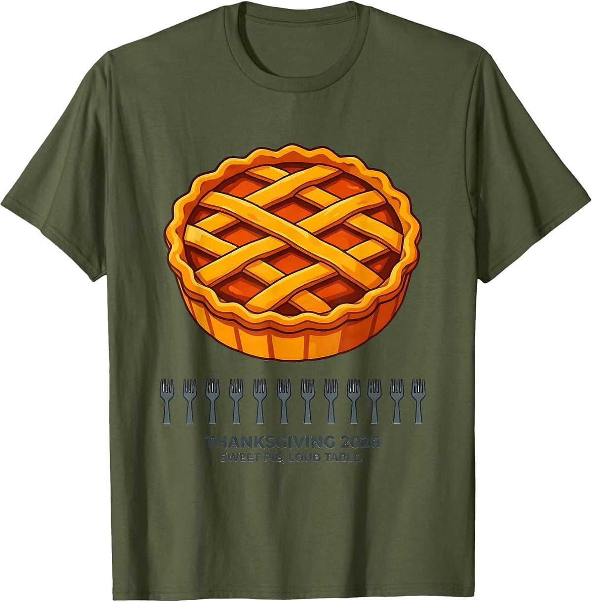 Men's Thanksgiving 2026 Sweet Pie Loud Table Family T-Shirt - Olive Green