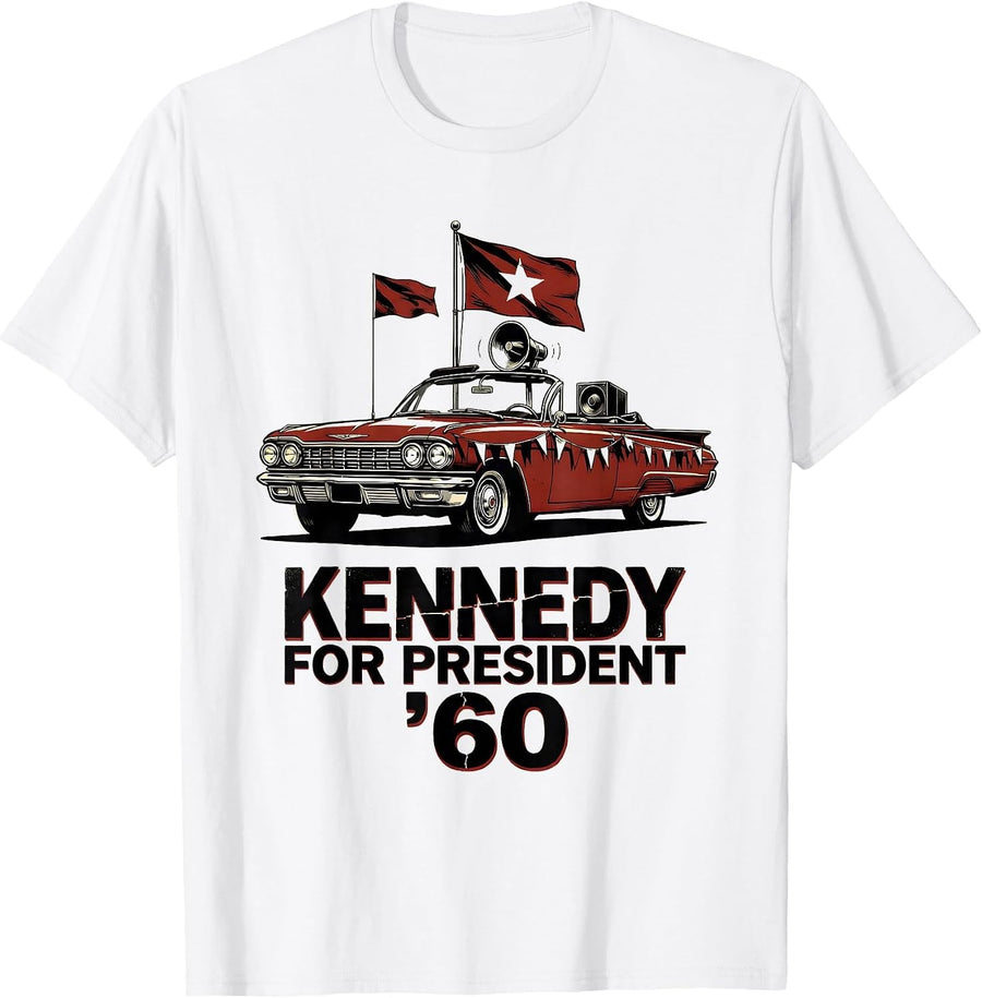 Men's Kennedy For President '60 Vintage Retro Political Nostalgia T-Shirt - White