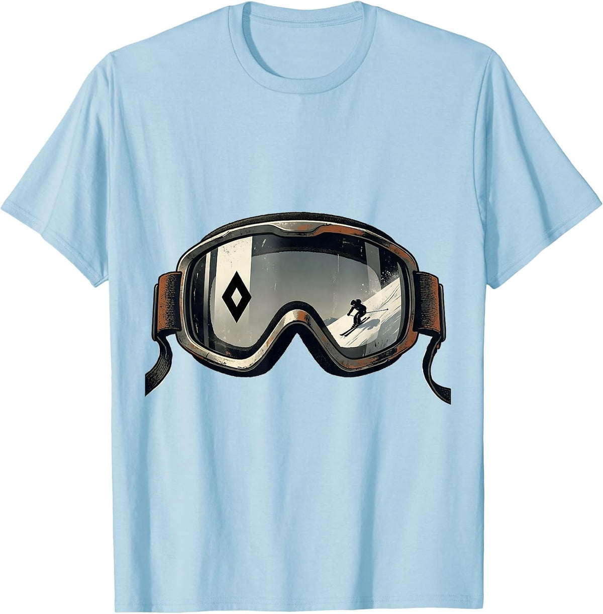 Men's Vintage Ski Goggle Double Black Diamond Ski Humor T-Shirt - Baby Blue