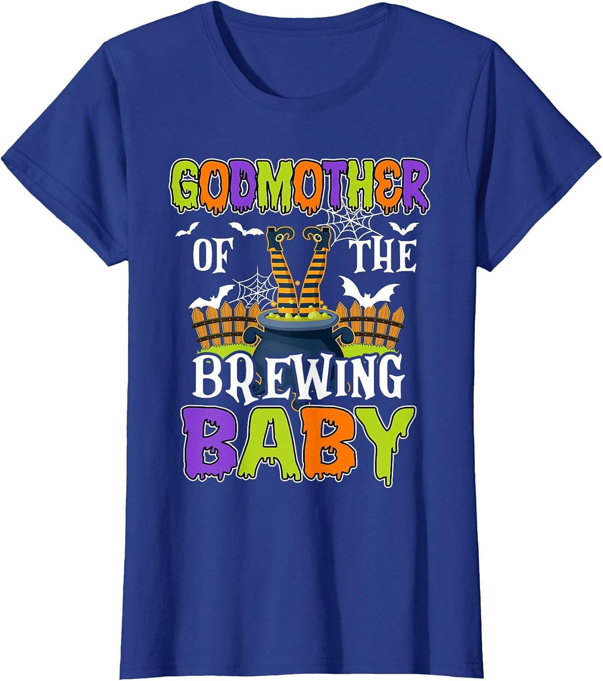 Godmother of The Brewing Baby Halloween Witch Baby Funny T-Shirt - Royal Blue