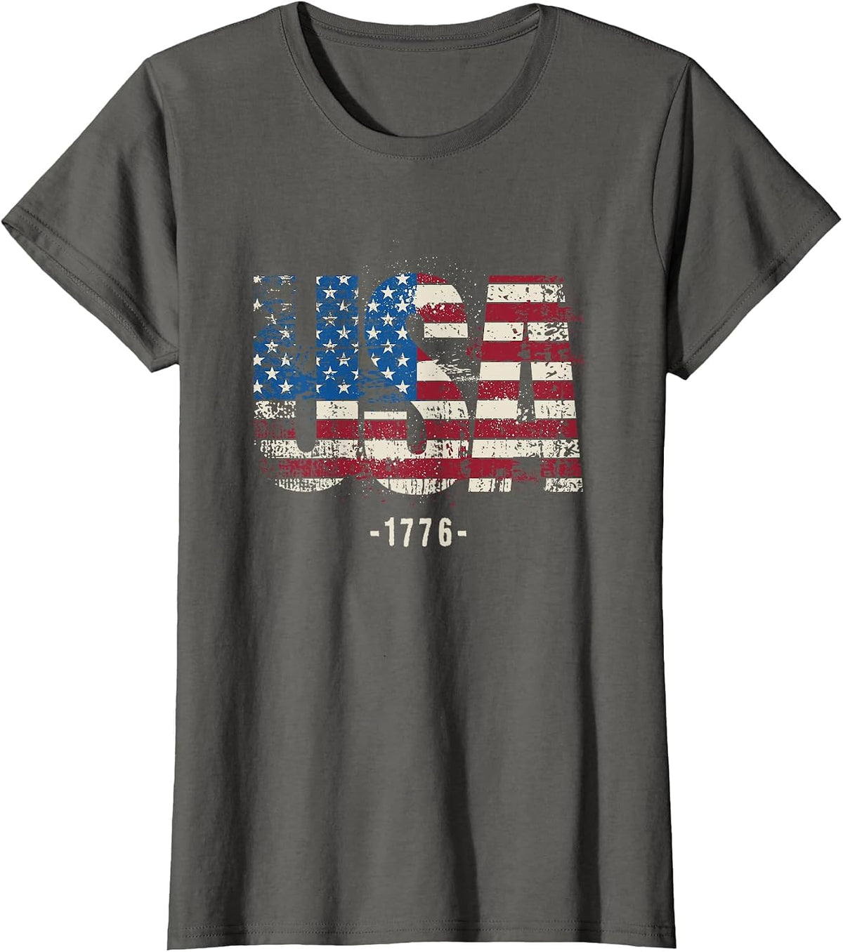 USA 1776 | Cool Patriotic United States of America Flag T-Shirt - Asphalt Grey