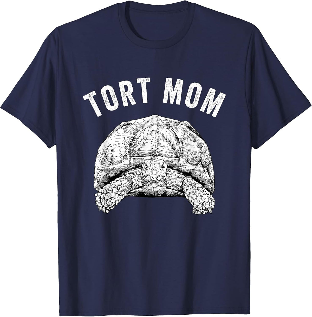 Tort Mom Sulcata Tortoise Mama African Spurred Tortoise T-Shirt - Navy Blue