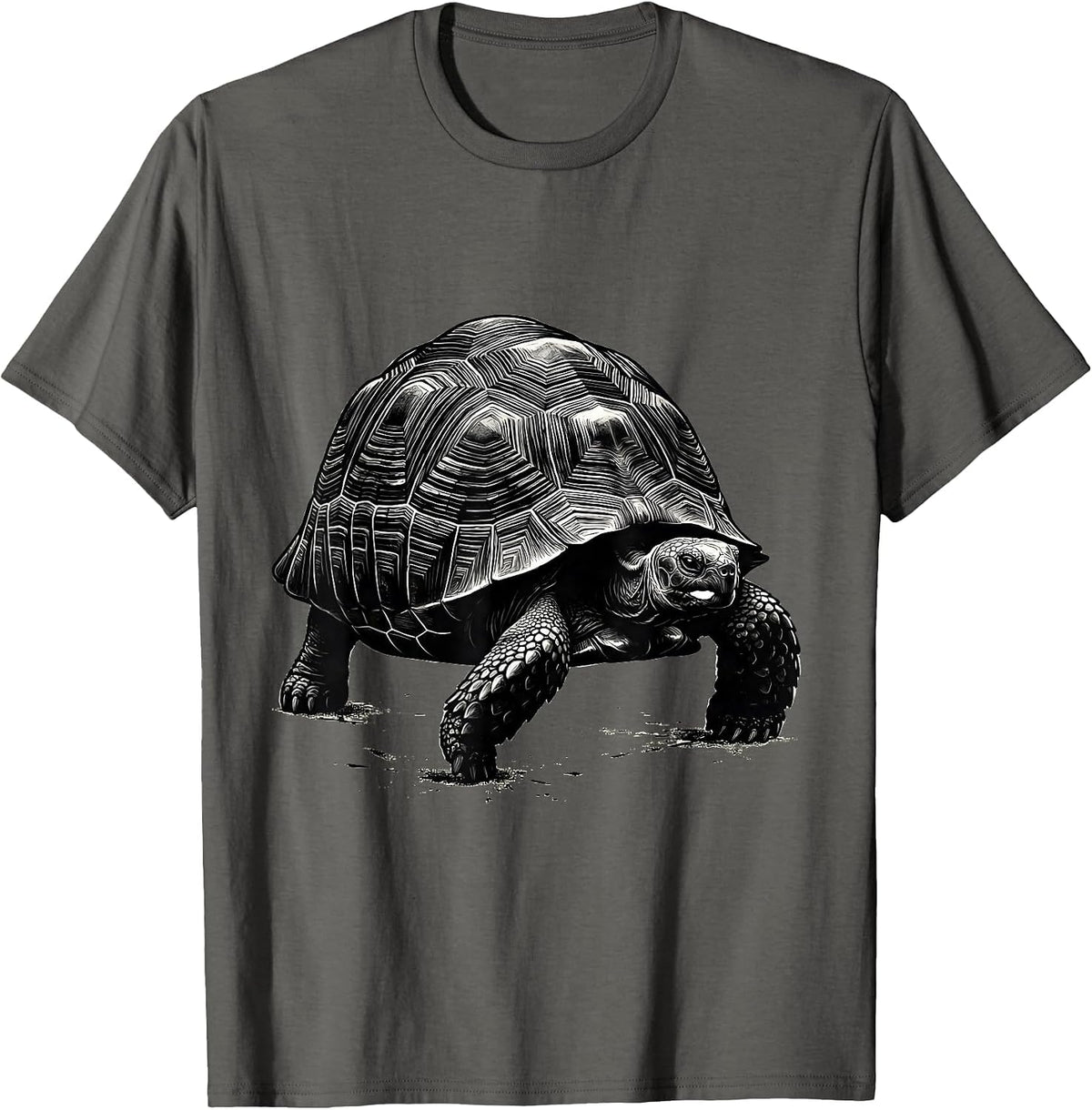 Men's Compact Tortoise Scratchboard Funny Turtle Lover Gift T-Shirt - Asphalt Grey